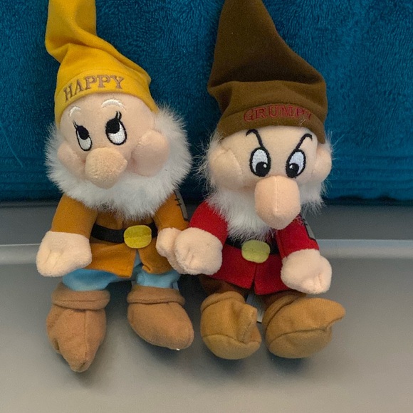 Disney Other - Happy and Grumpy Snow White and the 7 dwarfs 7 inch bean bag